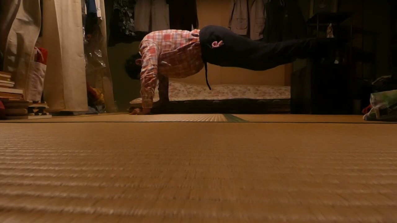 P1040616ムカシオナガザル20260216保存公開用　小学校で体育1しか取った記憶のない、脊柱管狭窄症と椎間板ヘルニアの診断を受けたムカシオナガザルが足上げ腕立て伏せもどき18回　この動画は