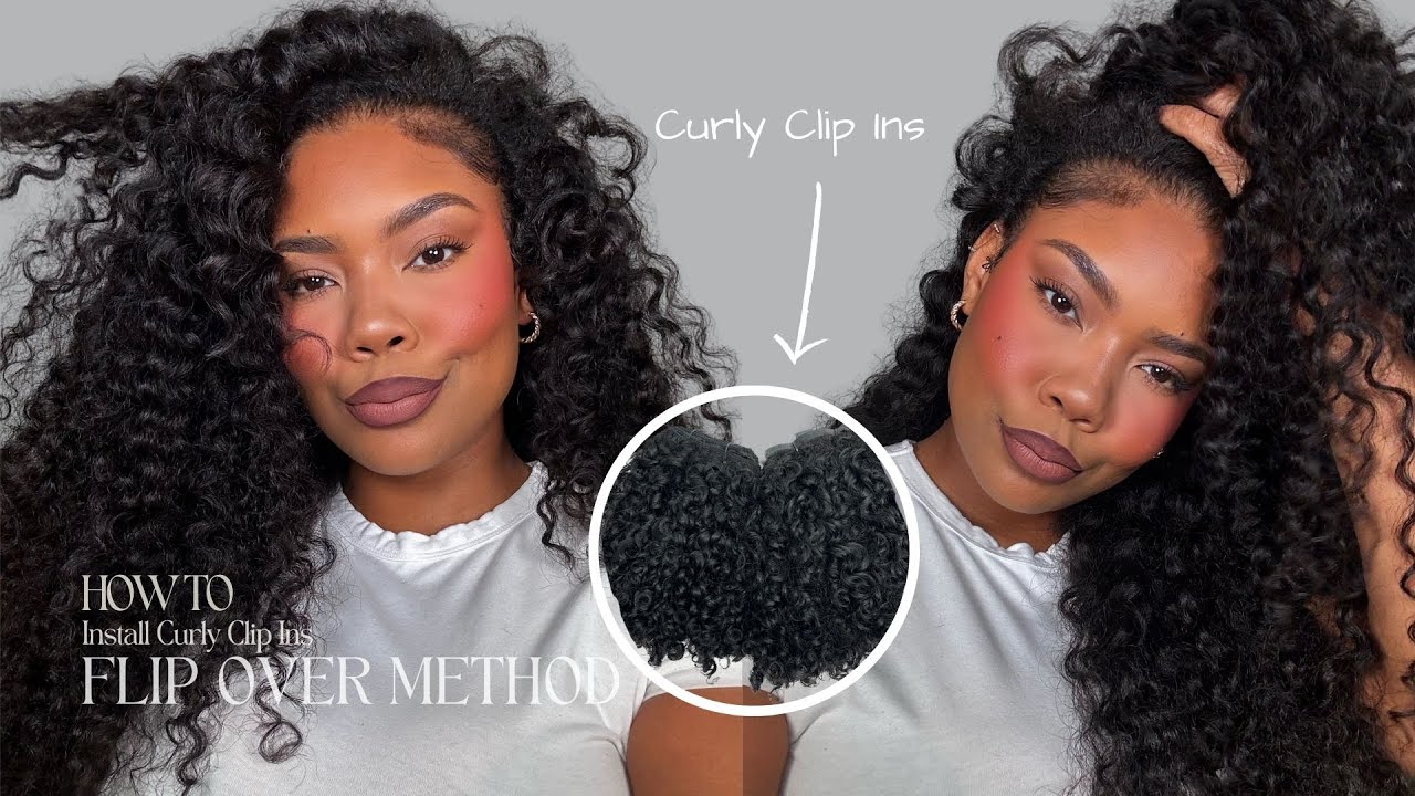 10 Minute Curly Clip In Flip Over Method Ft Curlsqueen Water Curly Clip Ins