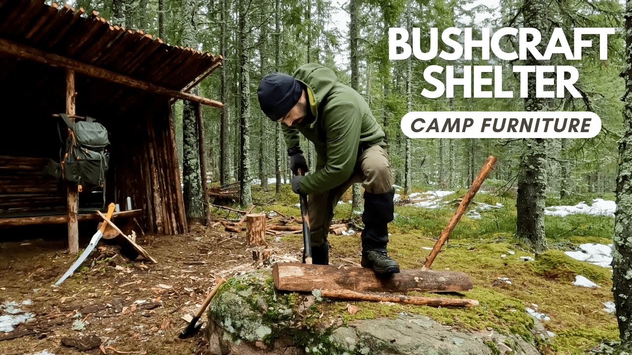BUSHCRAFT SHELTER: Camp furniture (ep. 7)