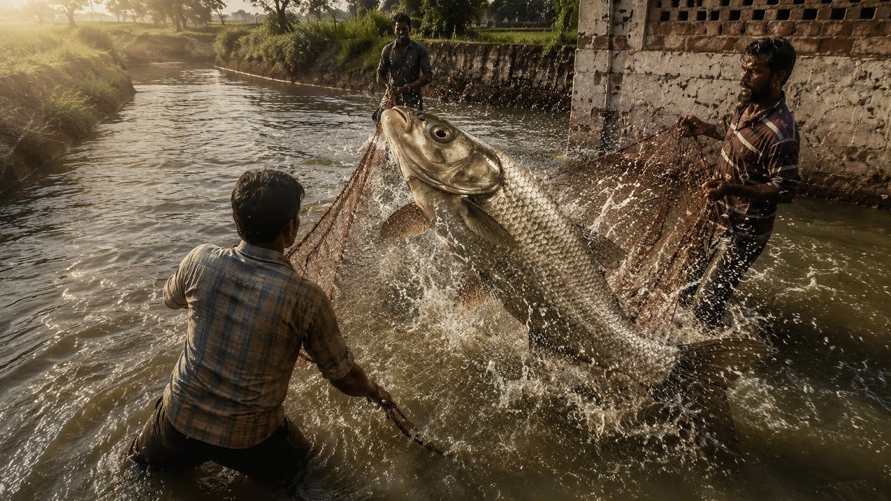 Silver Fish Hunting in Canal 😲 | Machali Ka shikar | Fish Hunting by Net