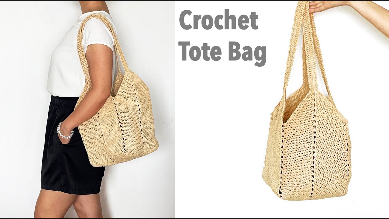 How to Crochet Tote Bag with Raffia Yarn