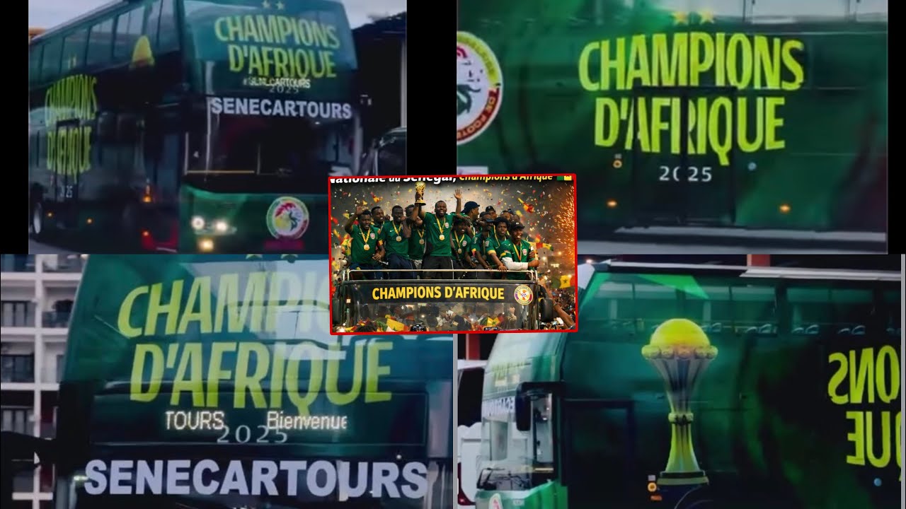 Exclusif: incroyable, admirez le bus des Lions, champions d’Afrique !!