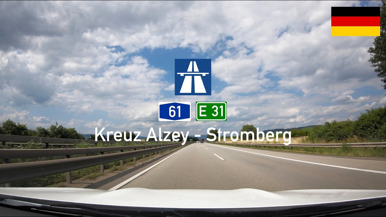 Driving in Germany: Autobahn A61 from Kreuz Alzey to Stromberg POV