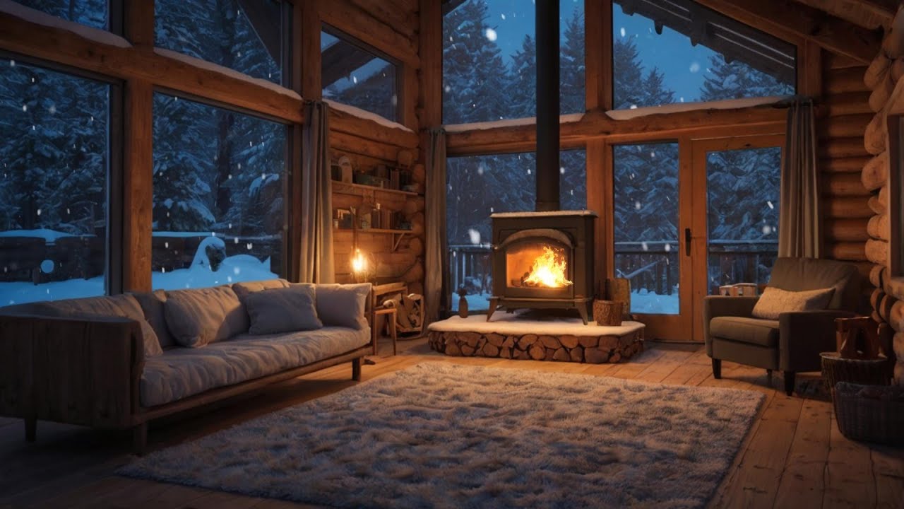 Cozy Snowy Jazz Café ☕ Relaxing Coffee Shop Ambience for Work