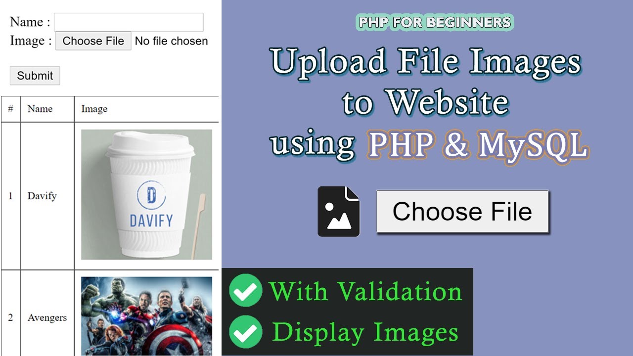 How To Upload Image Into MySQL Database & Display It Using PHP With Validation | PHP & MySQL