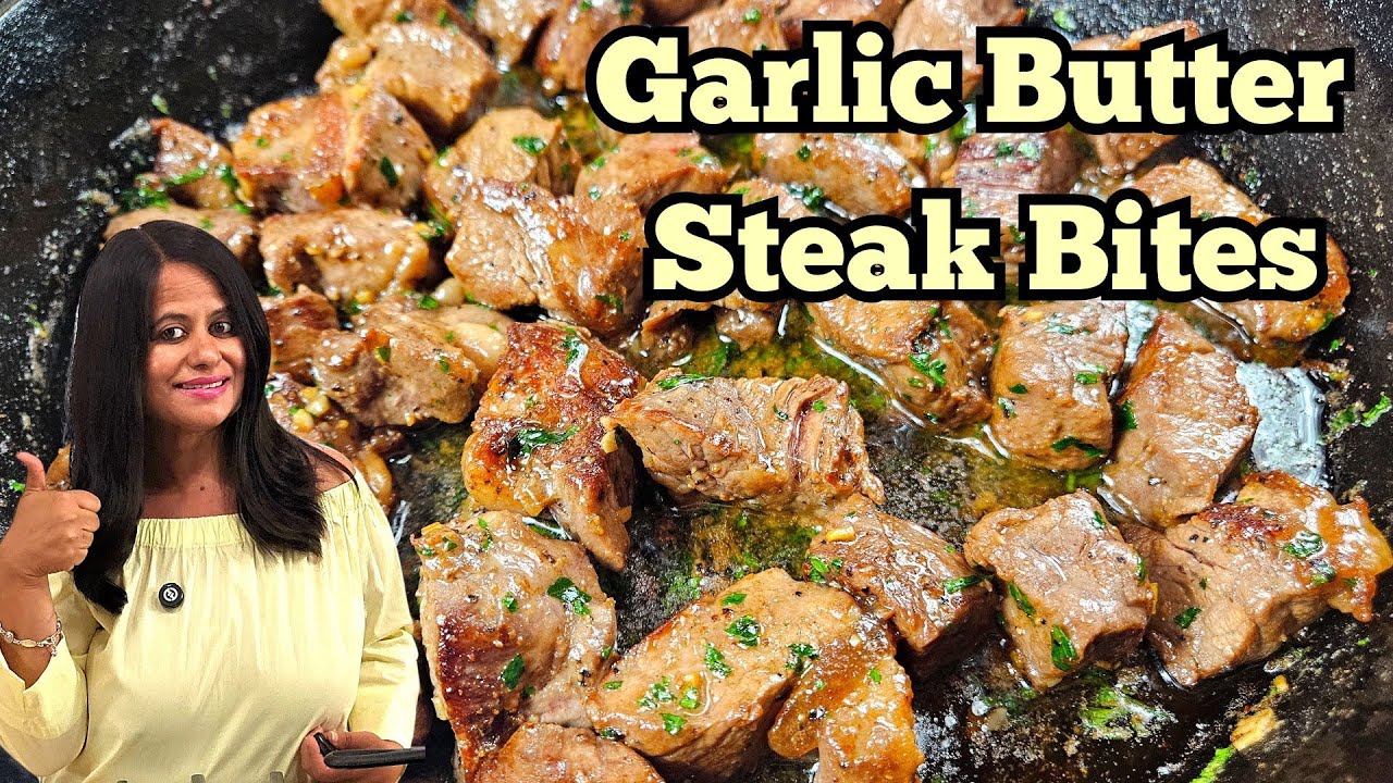Закуски из стейка с чесночным маслом 🥩 | Простой 15-минутный ужин со стейком