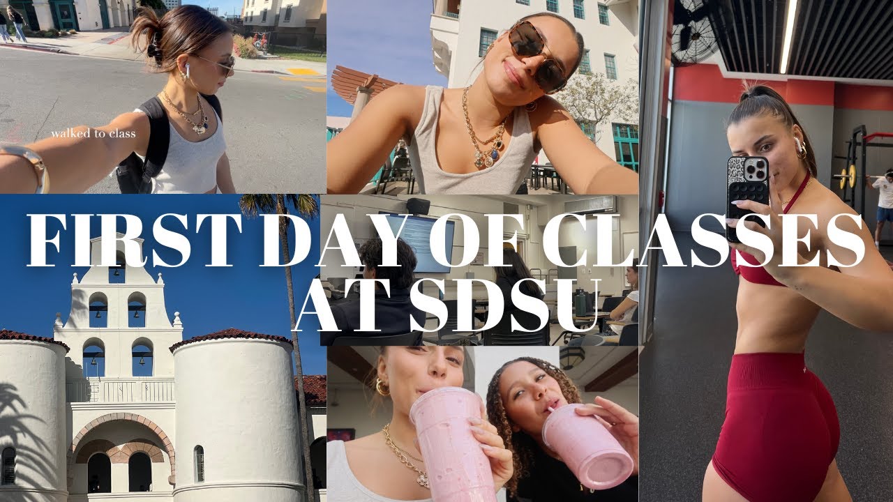 FIRST DAY OF SECOND SEMESTER AT SDSU: productive morning routine, glute workout, classes + friennds!