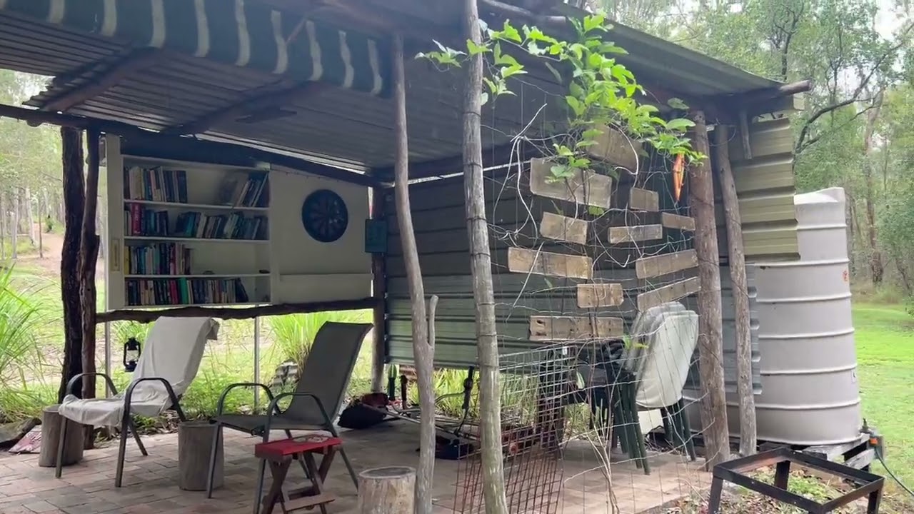 building the little bush shack at the camp 