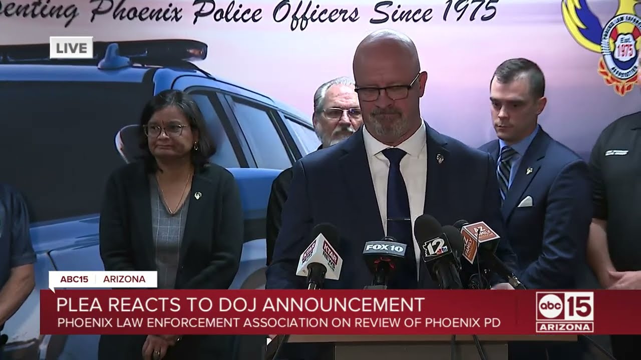 Phoenix Law Enforcement Association holds press conference regarding DOJ announcement