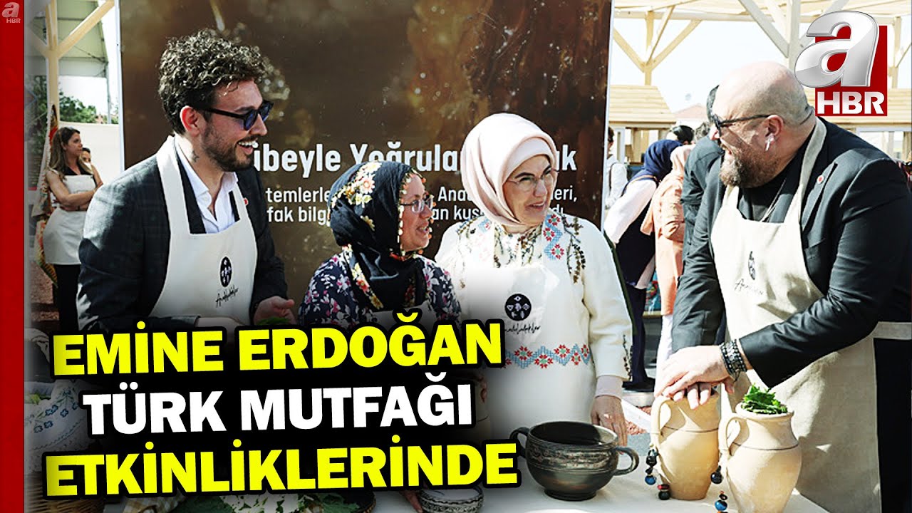 Emine Erdoğan Türk mutfağı etkinliklerinde standları gezdi, yoğurt mayaladı | A Haber