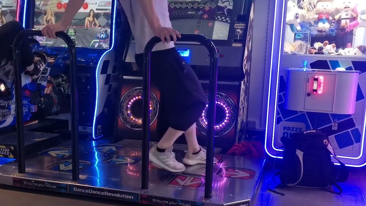 Playing doubles on the DDR X2 cab at Funland Brunswick