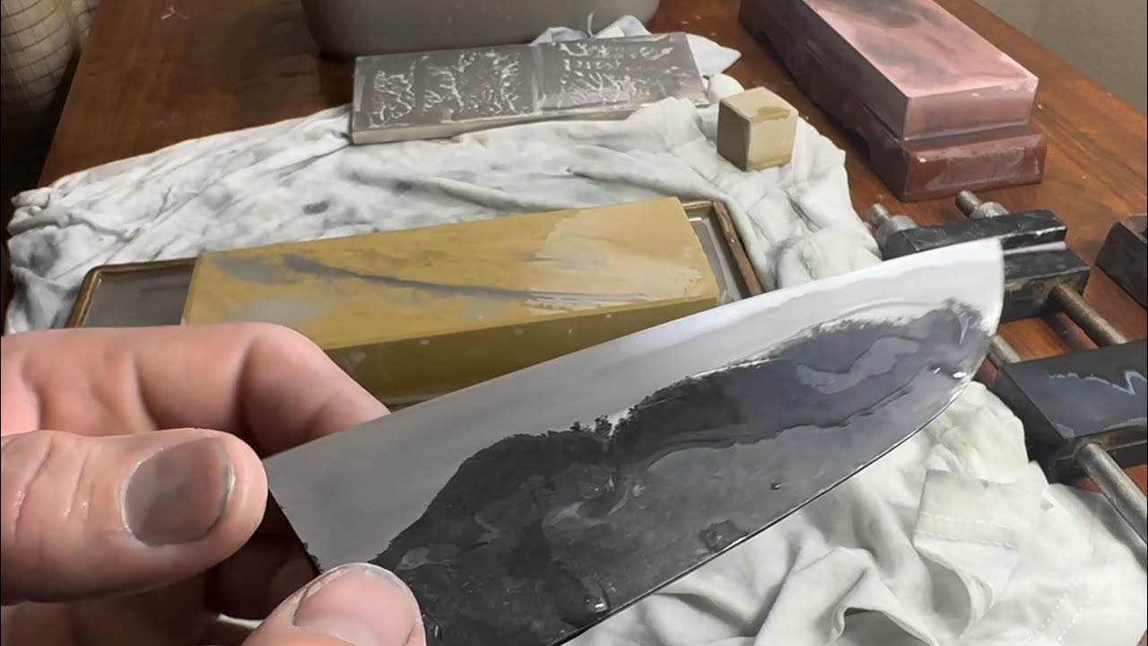 Kasumi Polishing, Nusantara Natural Whetstone sharpening Japanese knife Santoku white # 2 steel