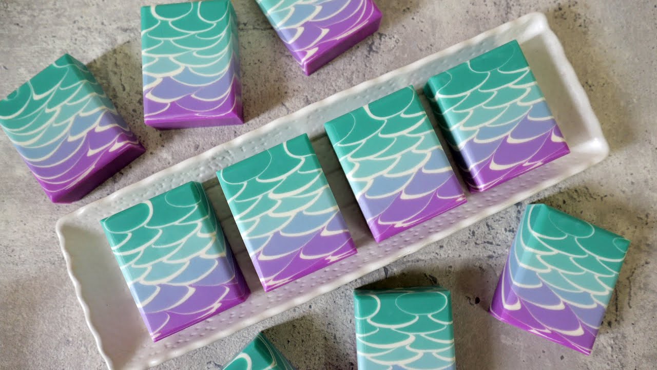 美人魚尾渲染皂 - mermaid tail swirl handmade soap, cold process- 手工皂