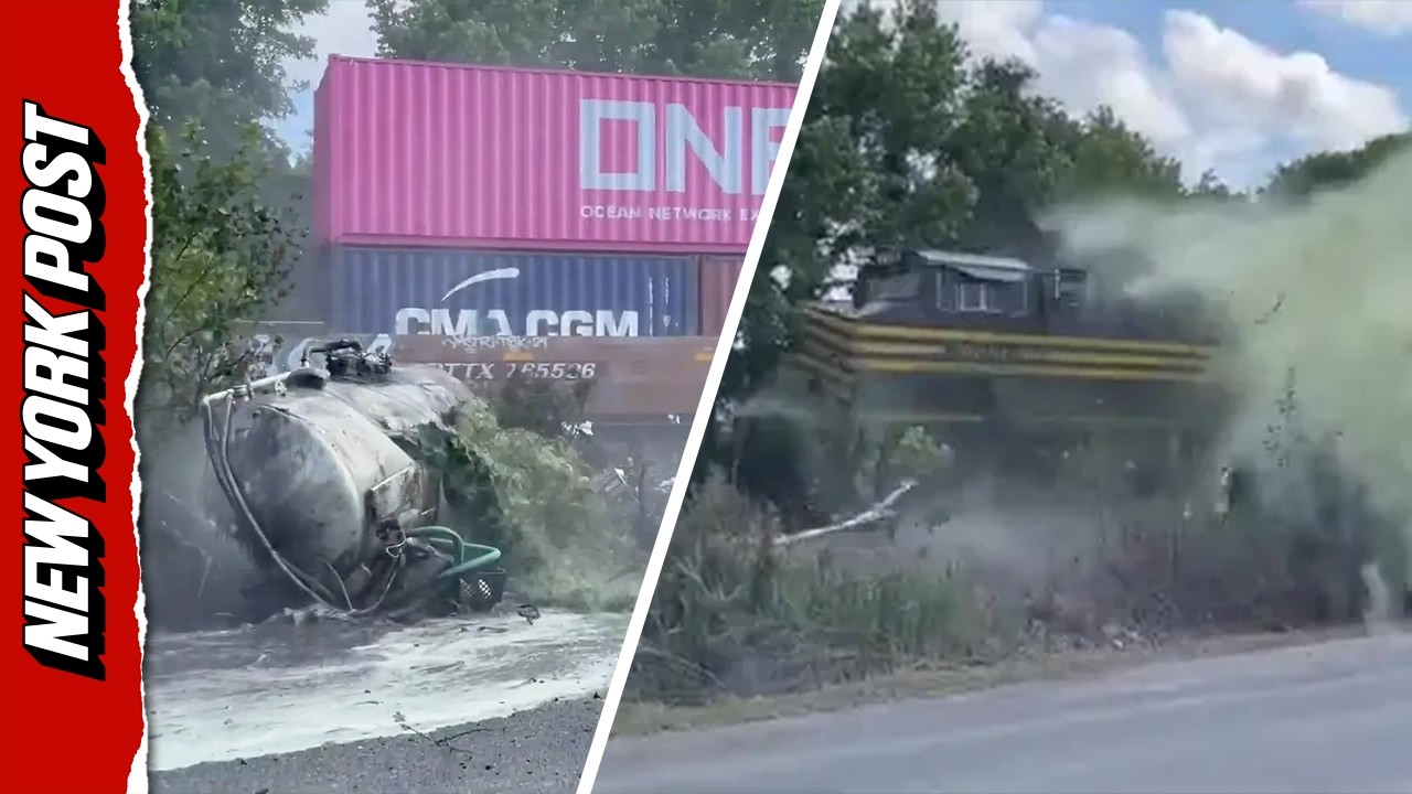 Insane Moment Train Smashes into Septic Truck: 'Holy S--t!'