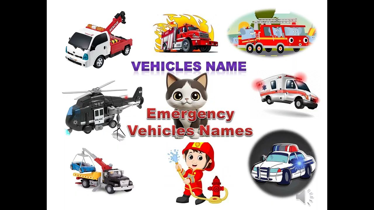 Emergency vehicles name | emergency transport | means of transport #education #vehicles #transport