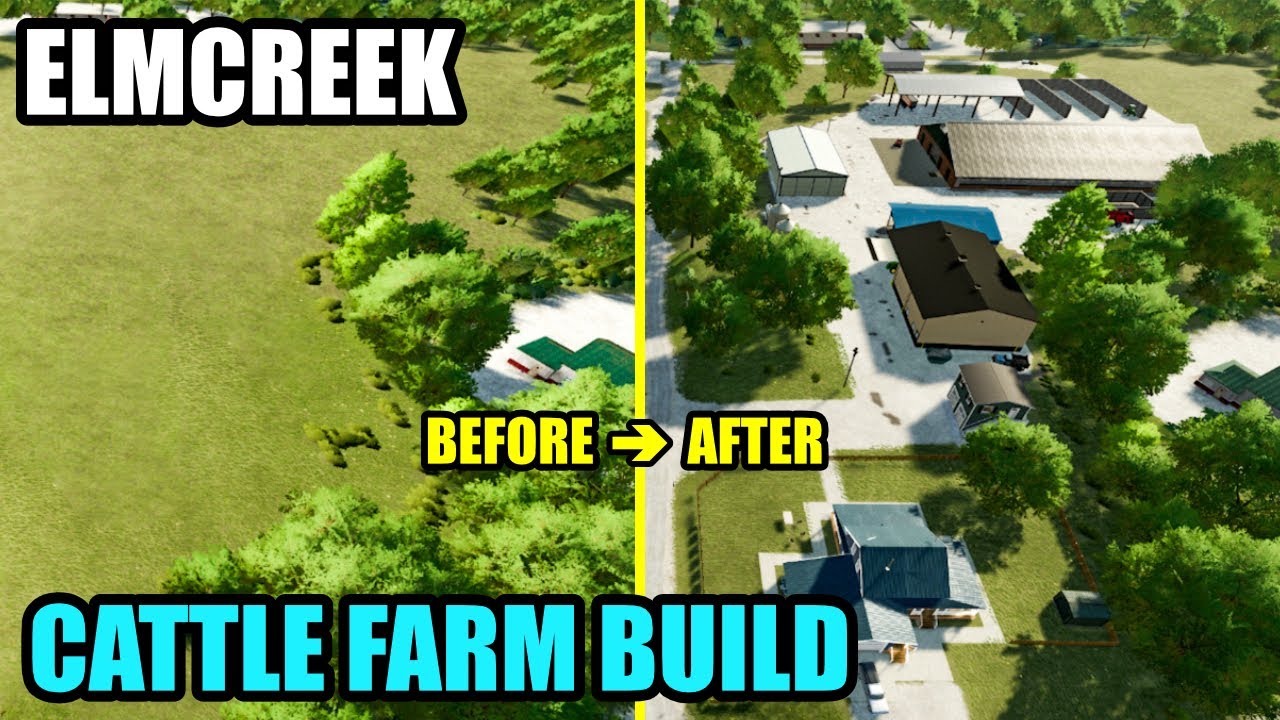 Elmcreek FS22 USA Farm Build Timelapse - Cattle Farm | Farming Simulator 22 Base Map