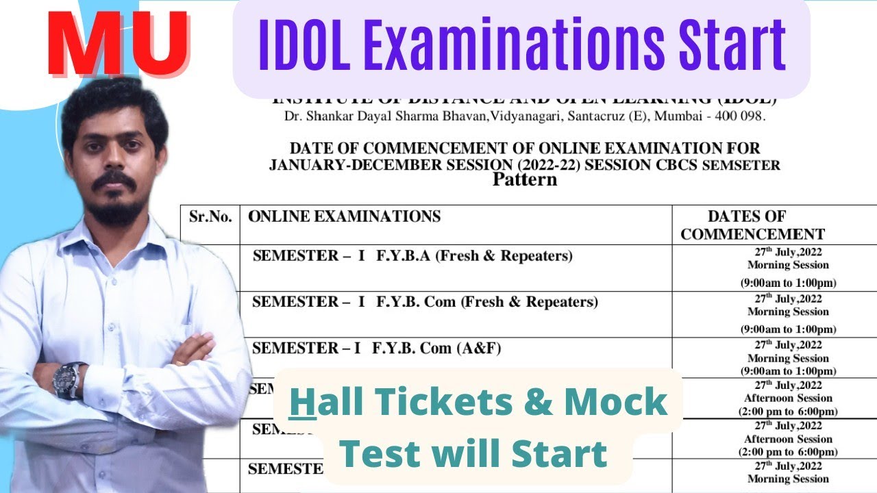 MU IDOL Examination 2022 l Jan-Dec Session l CBSC Pattern l FY/SY/Master l Fresher/Repeater