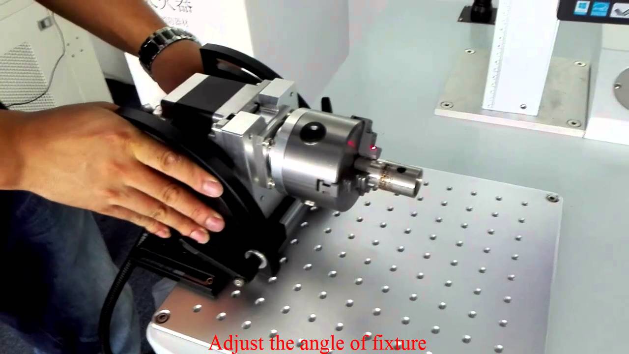Optical fiber laser marking machine with rotary fixture