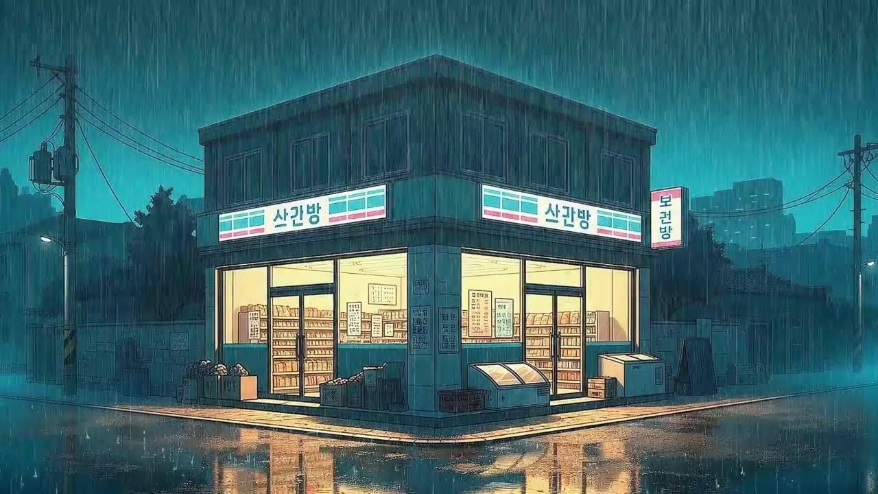 Rain Sounds x Lofi for Productivity in a Peaceful Korean Rainy Night for Stress-Free Work 😌
