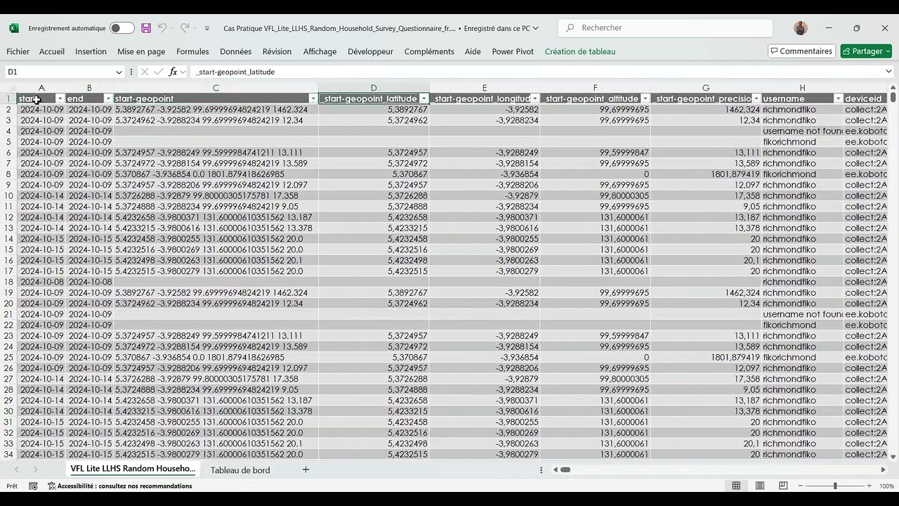 Excel - Analyse des données de Suivi Evaluation KoboToolbox ONG & Projet
