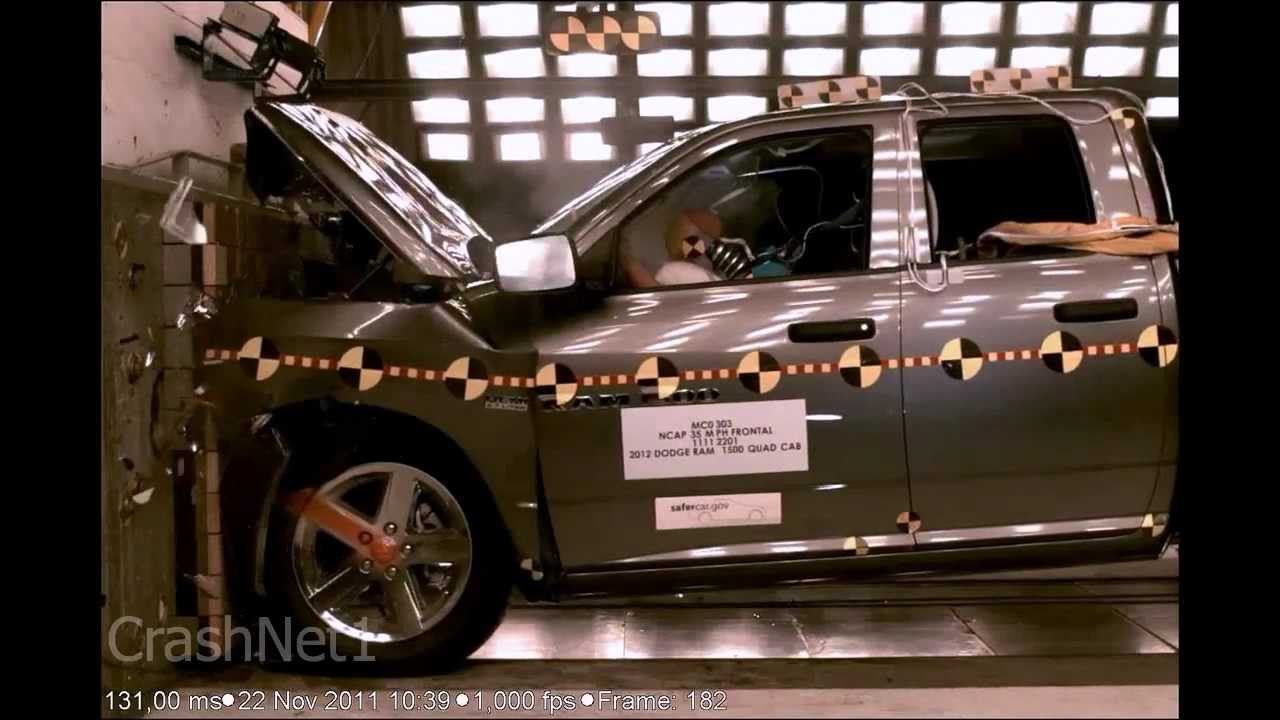 Dodge Ram 1500 Quad Cab | 2012 | Frontal Crash Test | High Speed Camera | NHTSA | Full Length HD