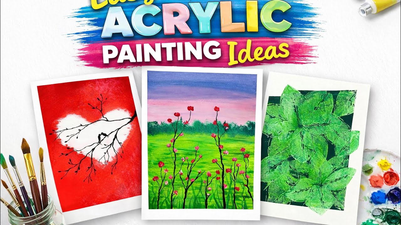 5 Easy Acrylic Paintings Anyone Can Make! 🎨✨