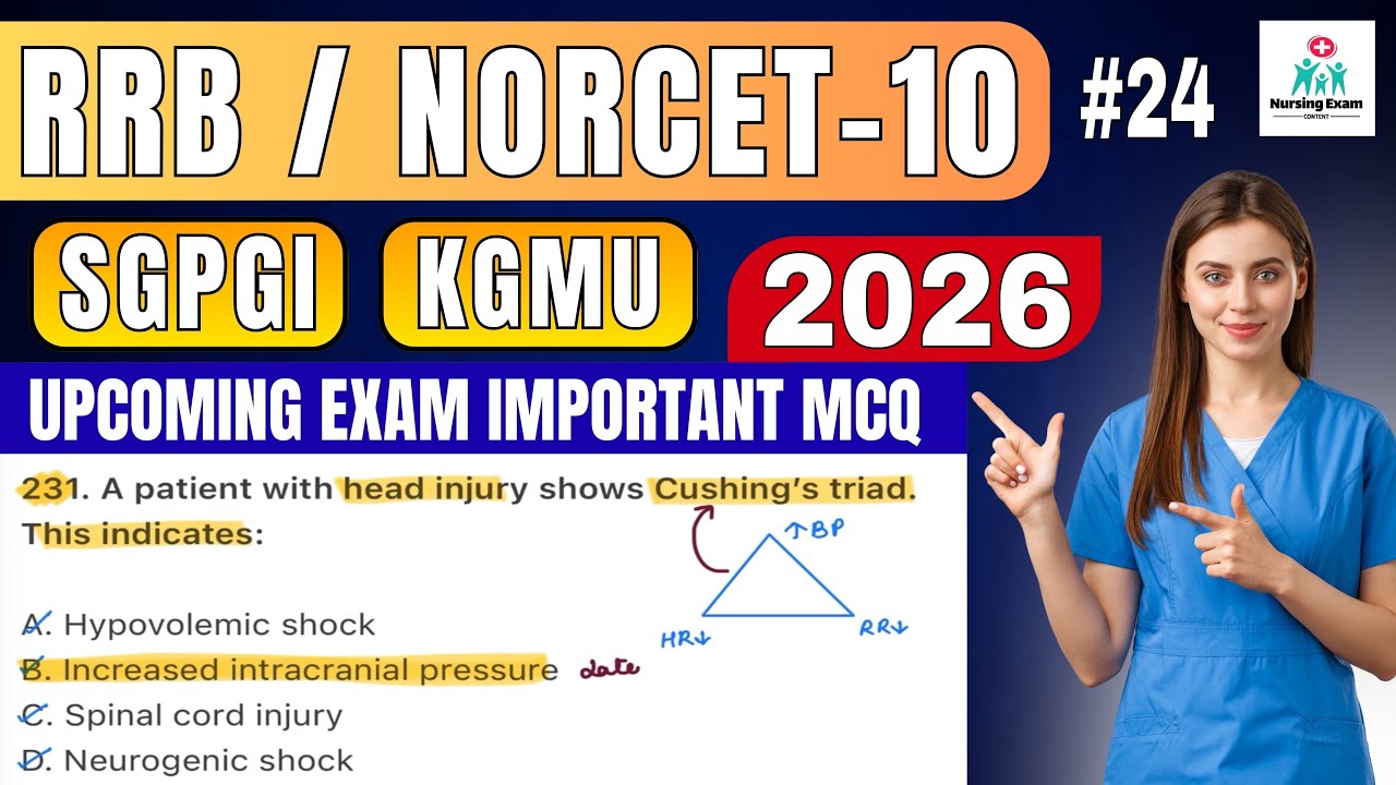 STAFF NURSE EXAM PREPARATION | #24 |RRB NURSING EXAM |NORCET 10 | SGPGI |KGMU |NURSING OFFICER EXAM 