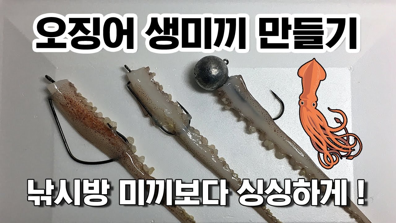 마트 오징어로 미끼 만들기
