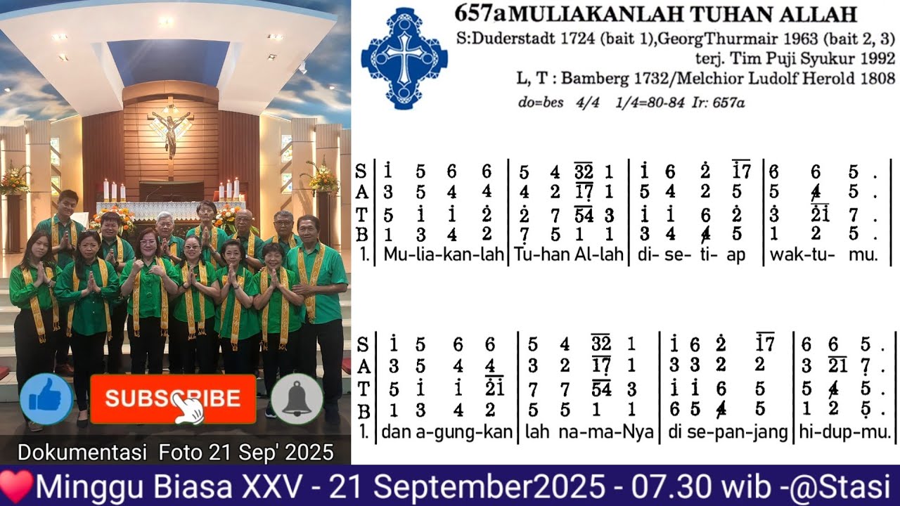 Muliakanlah Tuhan Allah - PS 657 - Tugas: Pius, Nani, Pricil