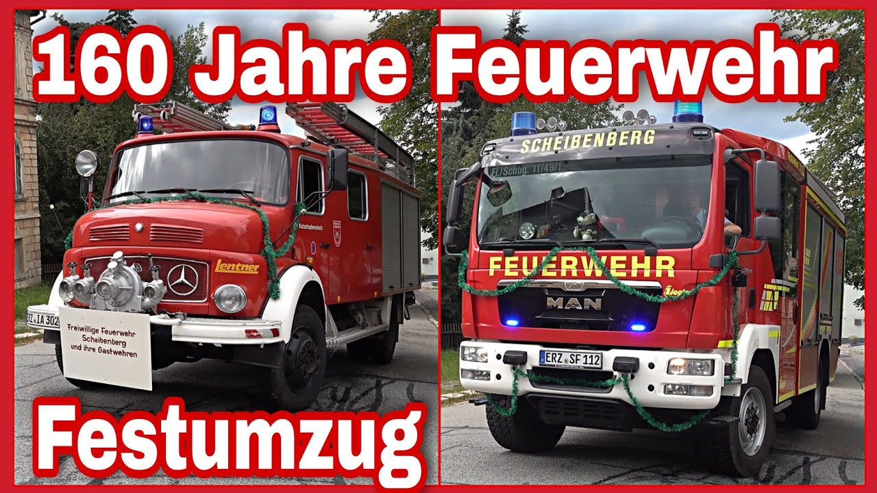 Fast 40 Einsatzfahrzeuge 🚒 Festumzug 1️⃣6️⃣0️⃣ Jahre FF Scheibenberg 🚨