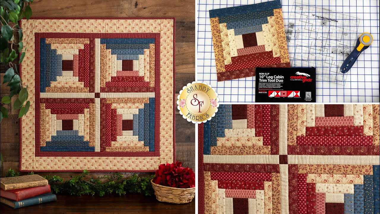 How to Make a Courthouse Steps Block with Creative Grids Log Cabin Tool | a Shabby Fabrics Tutorial