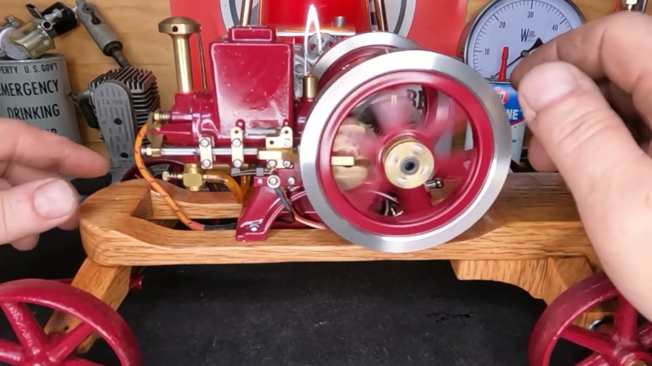 Enjomor 6cc Hit and Miss Engine Mounted on a Cart. Fine Tuning & Adjustments.