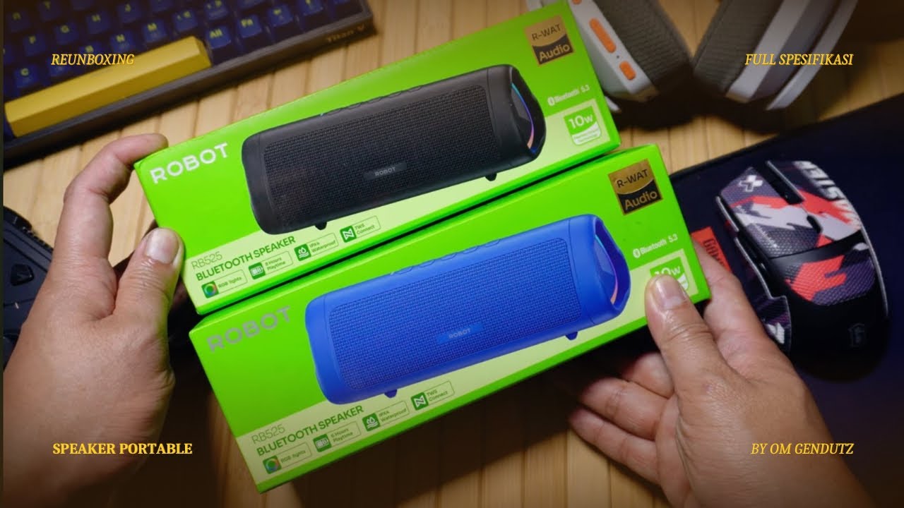 Robot RB525 Speaker Bluetooth Portable Bagus Murah Anti Air IPX4 Bass Besar TWS Real Stereo