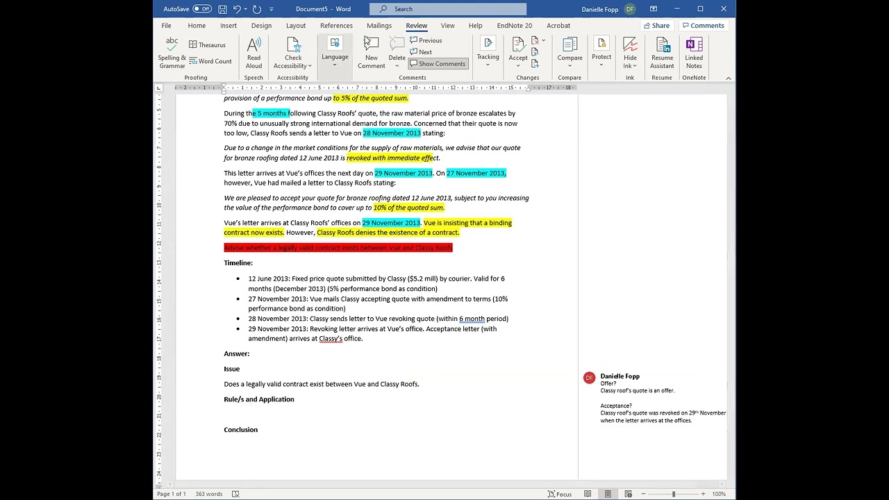 Contracts IRAC example: Offer and Acceptance