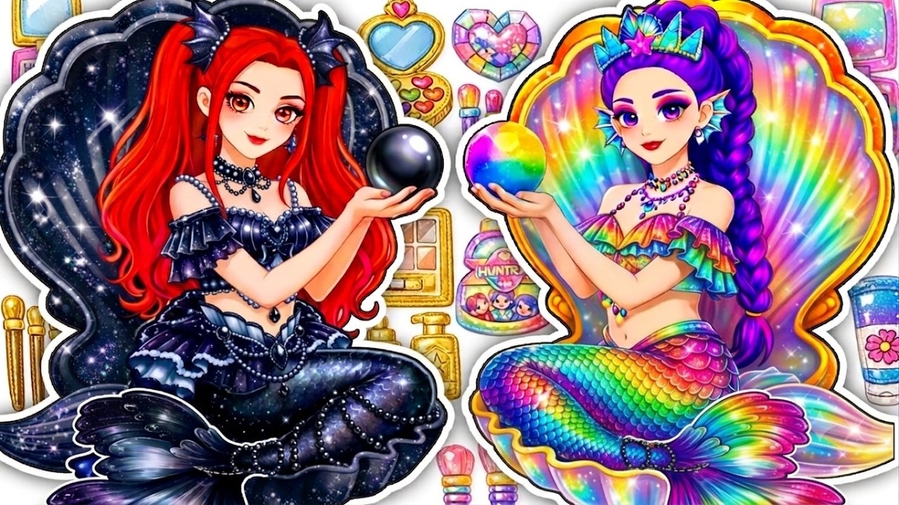 Rainbow vs Black Mermaid Colorful Fashion Glow Up Skincare + Makeup💄KPOP DEMON HUNTERS Rumi x Jinu