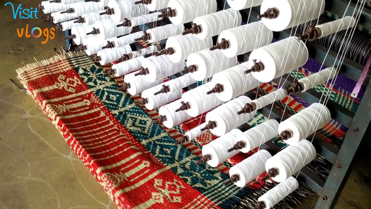 sleeping mat making process step by step jacquard machine sleeping mat  river grass korai pai  mats