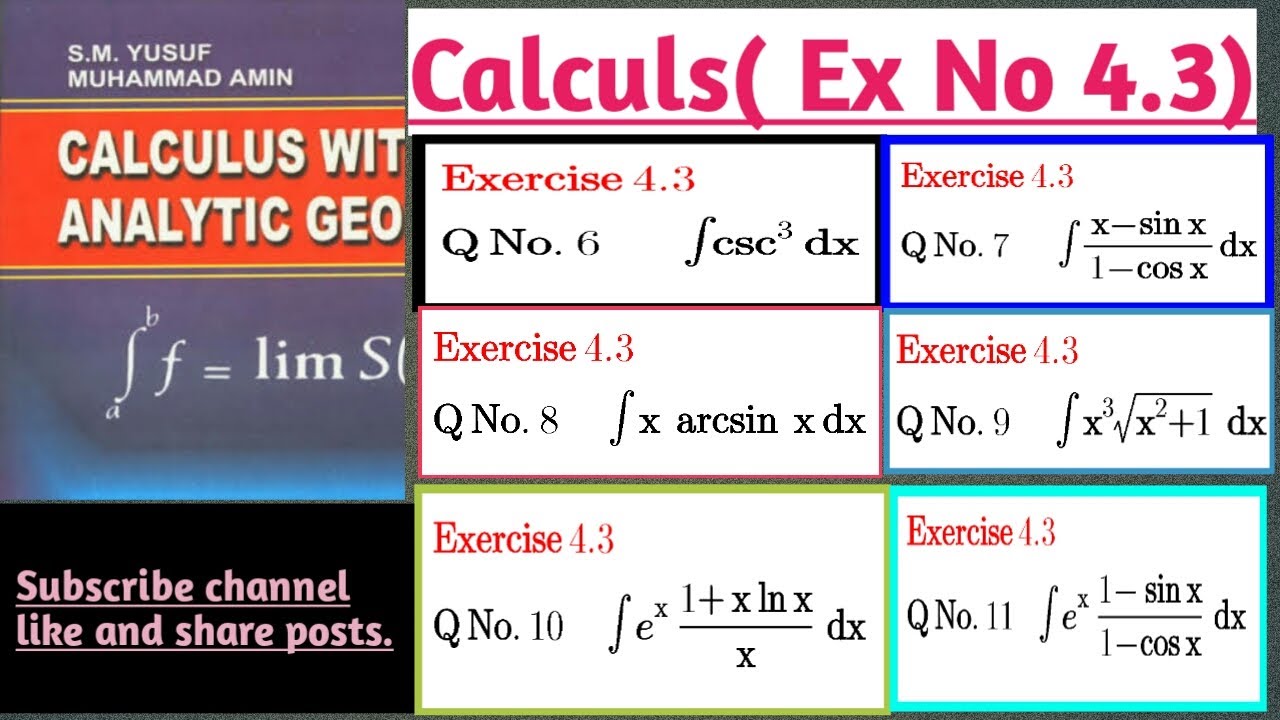 Calculus(SM Yusuf) Exercise 4.3,  Questions( 6___11) #bsc