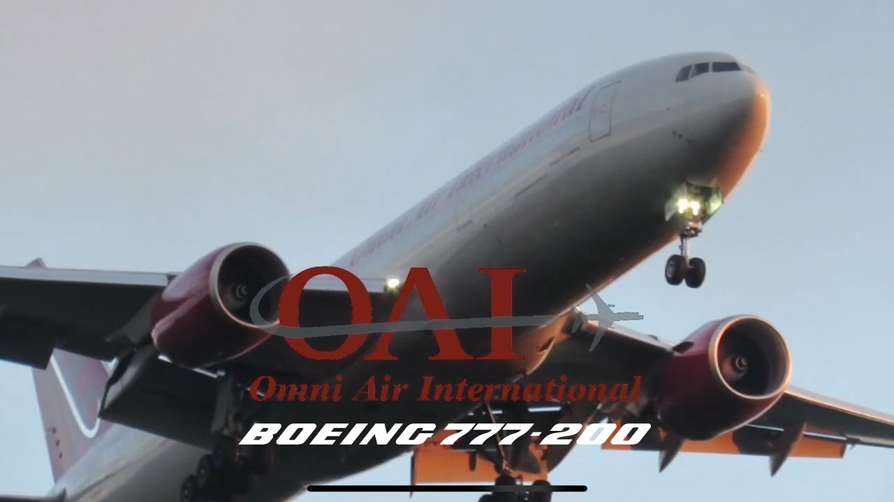 OMNI AIR INTERNATIONAL 777-200 N819AX LANDING AT CHERRY POINT 