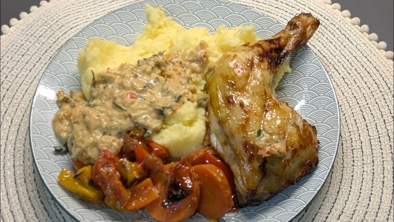 Honey Glazed Chicken with Veggie Roast & Creamy Mash