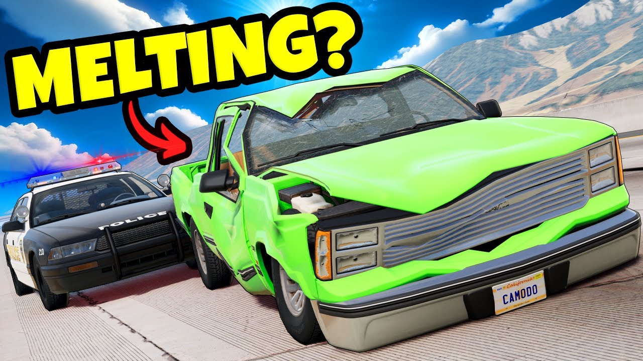 Police Chases Except For My Truck is MELTING in BeamNG Drive Mods?!
