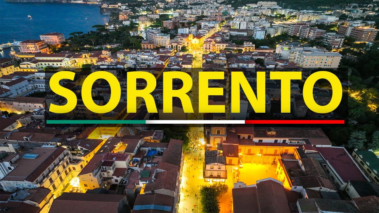 Sorrento, Italy from a drone in the evening – the magic of the Italian coast