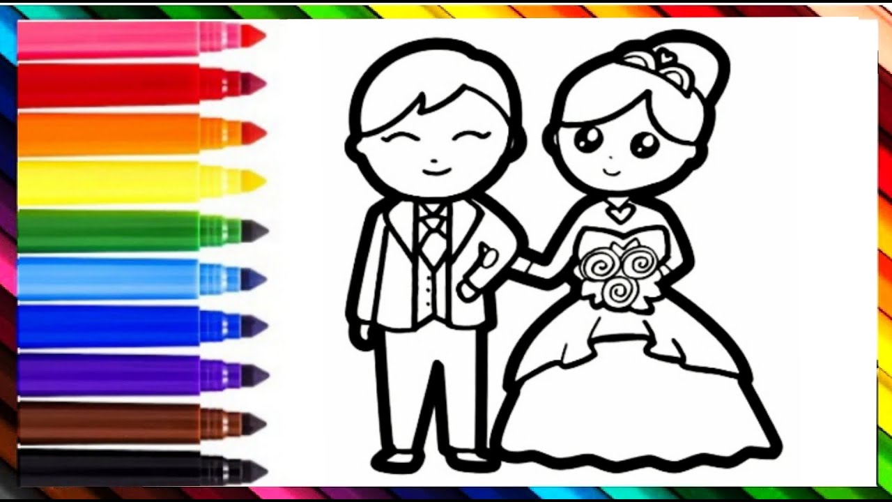How To Draw Bride, Drawing, Coloring and Painting For Kids & Toddlers_ Arji TV