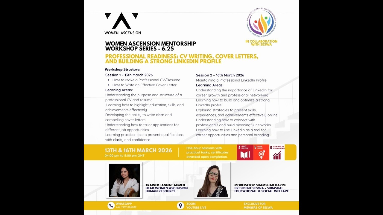 Women Ascension Mentorship Workshop Series - 6.25 in collaboration with SESWA (13th March)