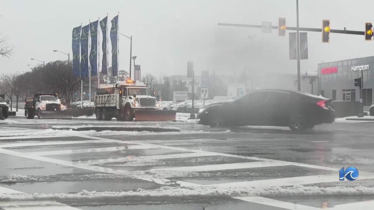 Motorists across Hampton Roads brave the roads Sunday Morning