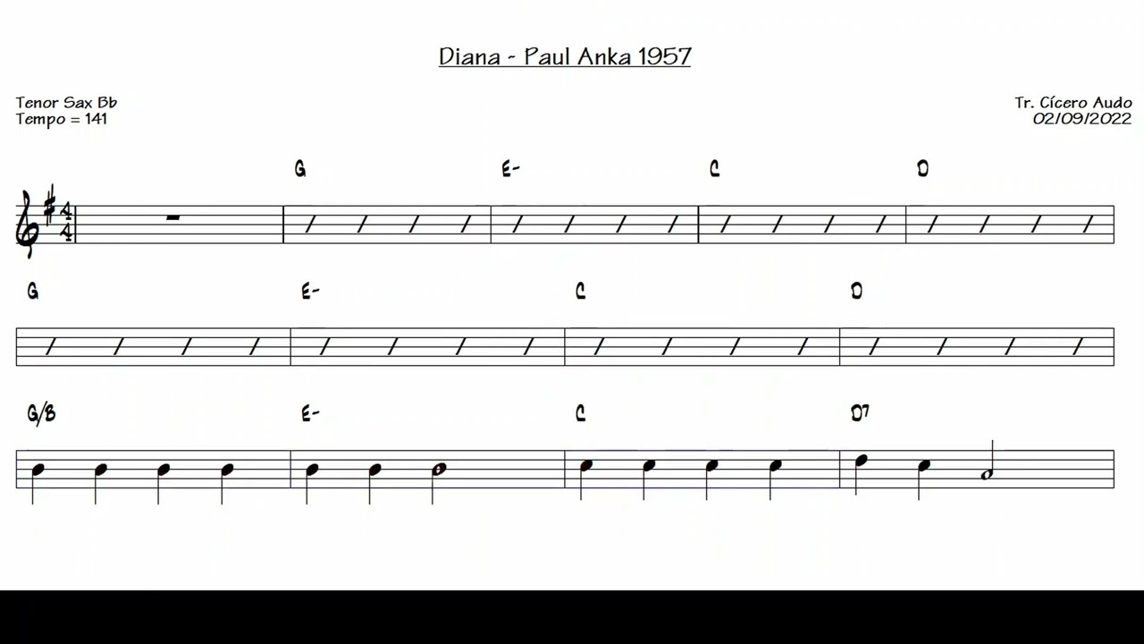 Diana - Paul Anka 1957 (Tenor Sax Bb) [Sheet music]