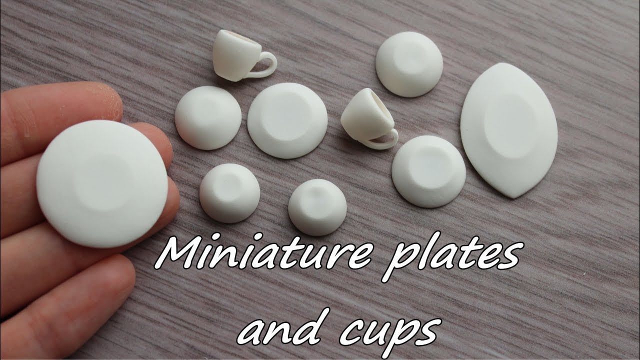 Miniature plates and cups. Tutorial. Polymer clay.
