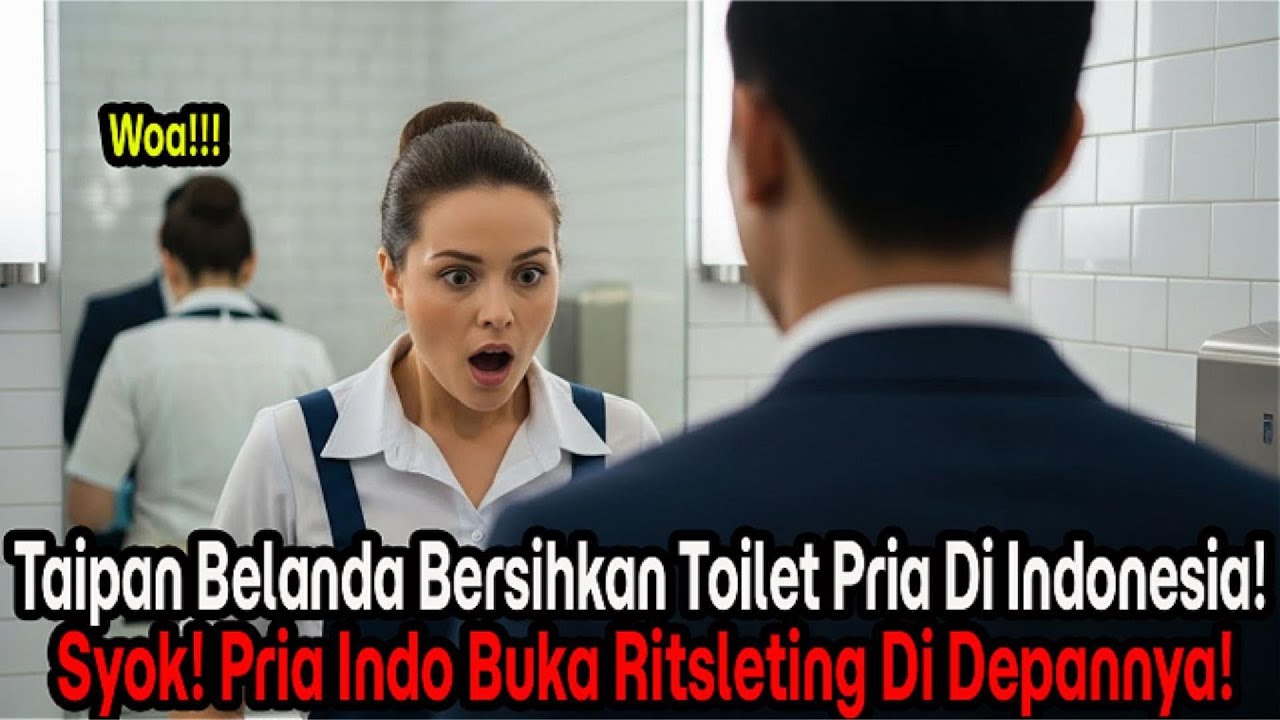 Gadis Belanda syok pergoki pria Indonesia sedang menaikkan celana di toilet yang ia bersihkan!