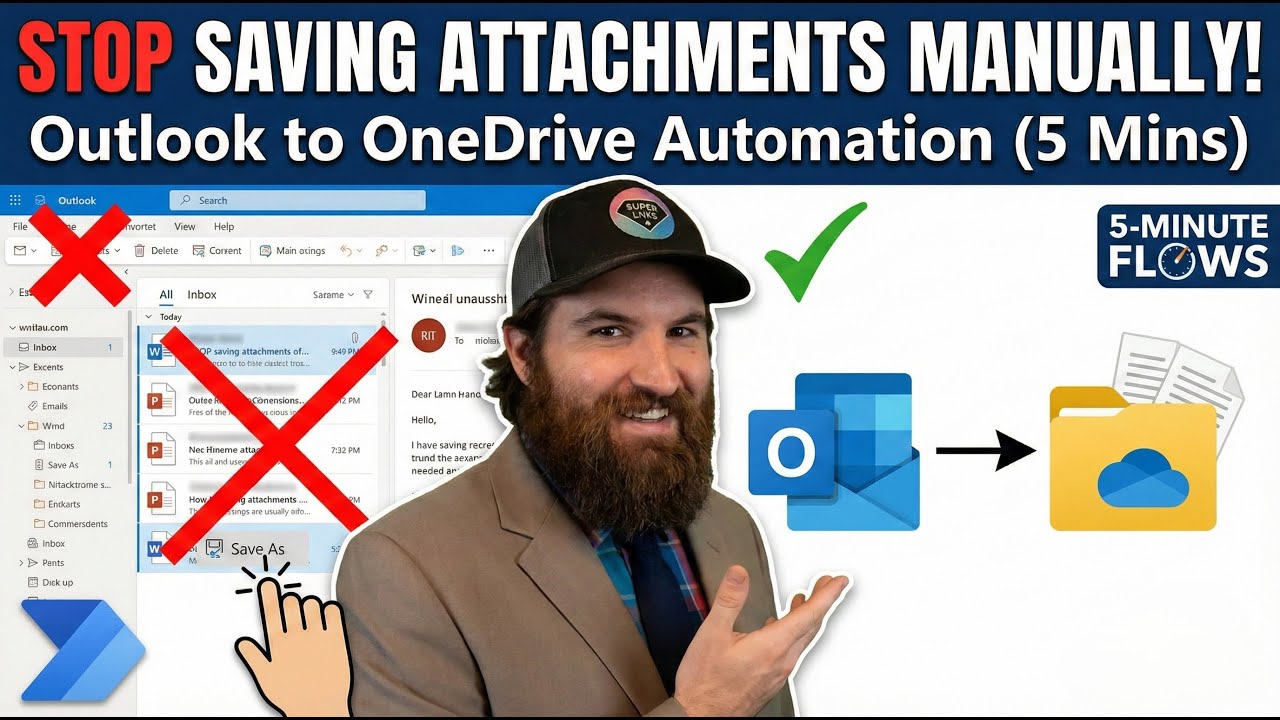 Auto-Save Outlook Email Attachments to OneDrive (Power Automate) | 5-Minute Flow