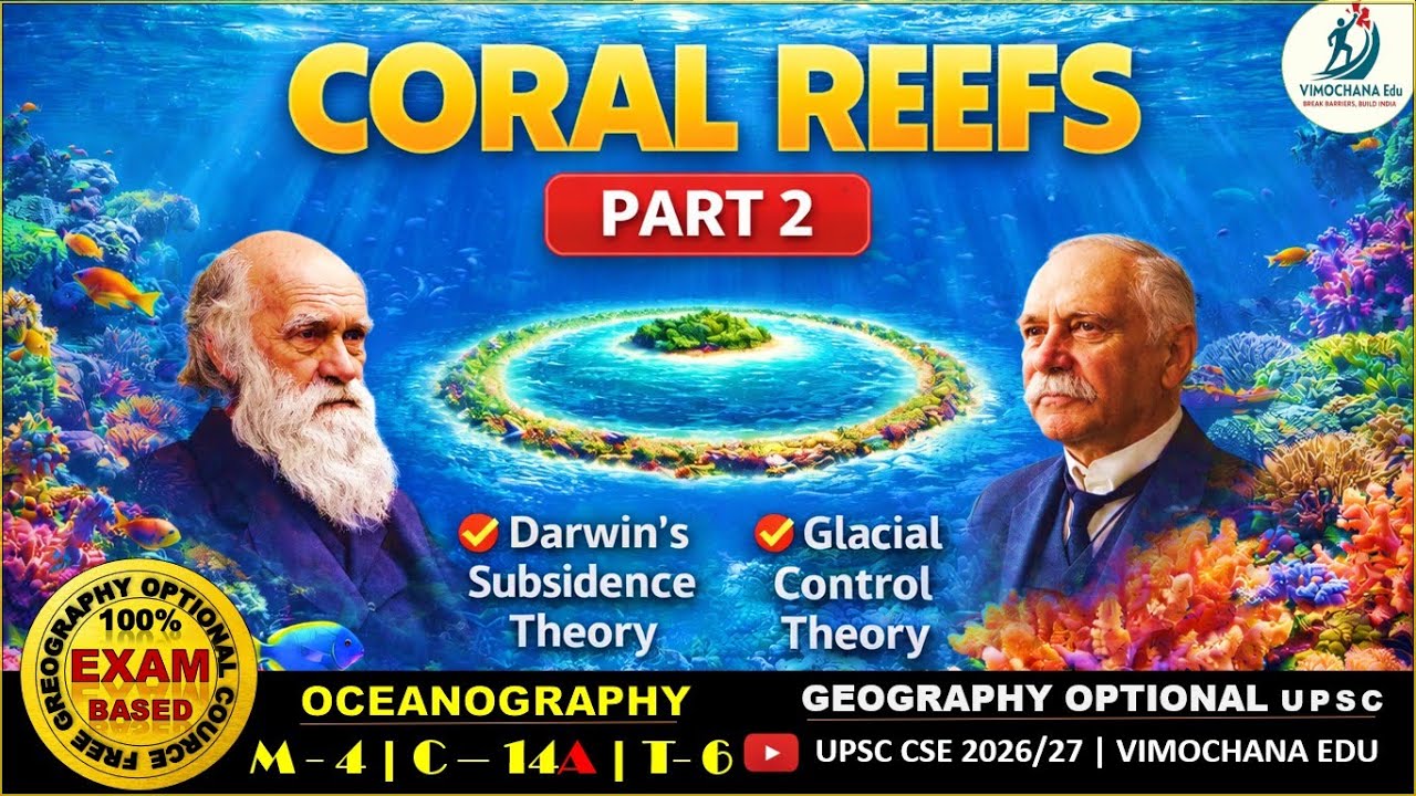 Coral Reefs | Theories of Formation | Darwin, Daly & Davis | UPSC Geography Optional | Vimochana Edu