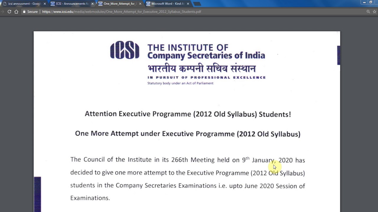 One More Attempt of Old Syllabus CS Executive | June 2020 last attempt now